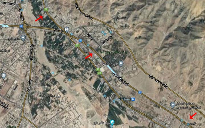 نقشه آزادراه تهران کرج