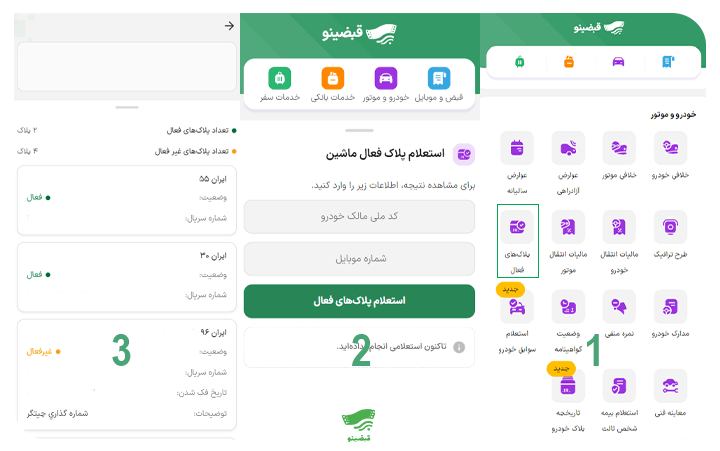 استعلام پلاک‌های فعال من