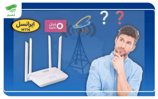 نمایی از یک مودم TD-LTE و نماد ۳ اپراتور همراه اول، ایرانسل و رایتل